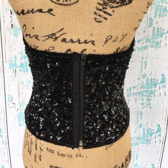 Adrianna Papell Black Sequin Strapless Top - Picture 3 of 8